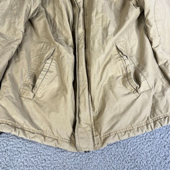 Timberland Stratham Issue Jacket Men Small Tan Khaki Removable Hood Full Zip - Picture 6 of 16